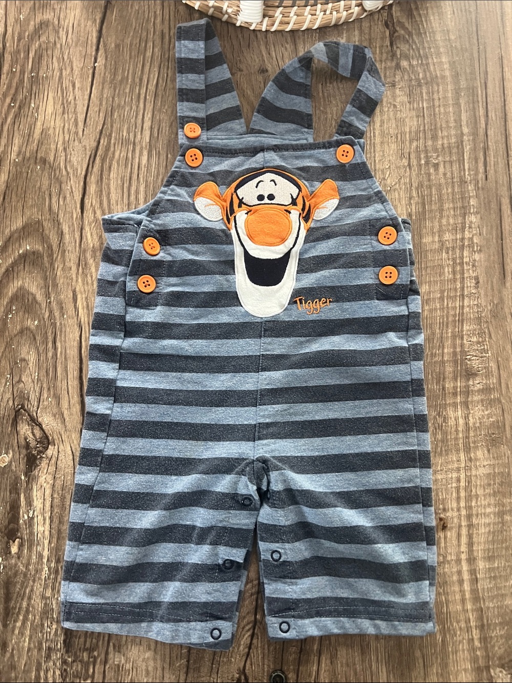 Disney Baby Tigger Striped Knit Shortalls Overalls Size 24M